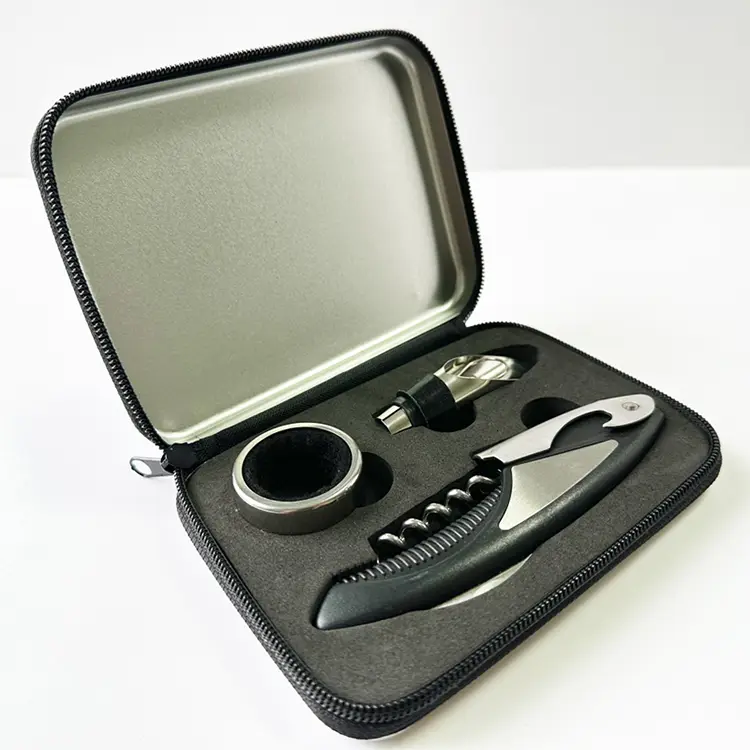 Zinnbox -Weinset für Reißverschlussstil